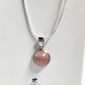 Rose Quartz Crystal Pendant 925 Sterling Silver Necklace Natural